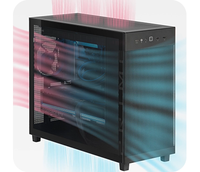 3/4 view of the AP303 case with cold and warm air coming out