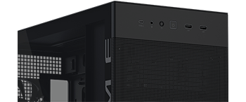 Close up image of the I/O ports on the front of the AP303 Case