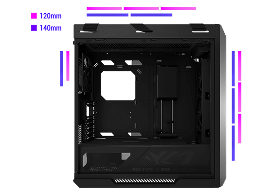 Side of case, hightlighting fan support