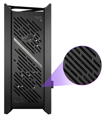 Zoomed in section of the front grille to highlight aesthetics and cooling