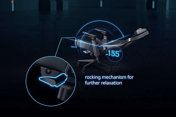 ROG Courser chair at a 155 degree angle.