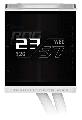 Date and time on the ROG Strix LC IV LCD screen.