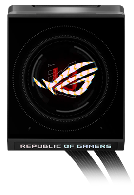 ROG logo on the ROG Strix LC IV LCD screen.