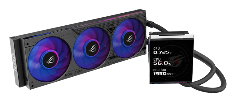 ROG Strix LC IV 360 ARGB LCD Black AIO CPU Liquid Cooler from ASUS.
