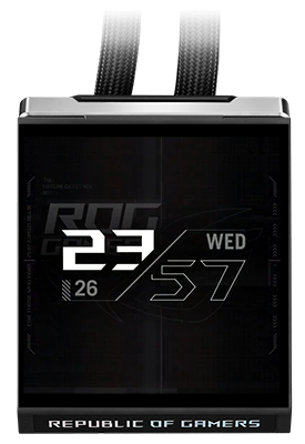 Date and time on the ROG Strix SLC IV LCD screen.