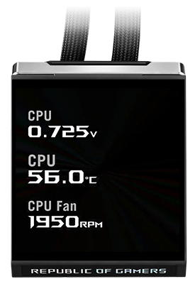 CPU status on the ROG Strix SLC IV LCD screen.