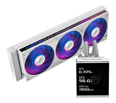 ROG Strix SLC IV 360 ARGB LCD White AIO CPU Liquid Cooler from ASUS.