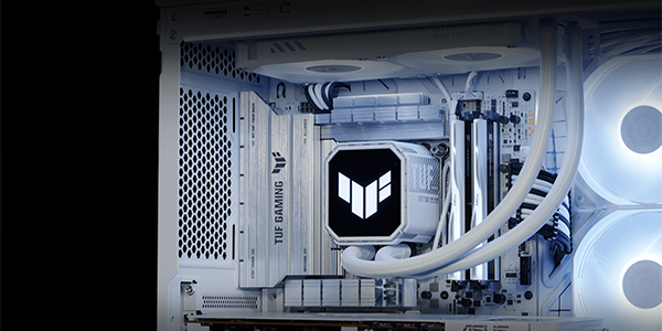 TUF Gaming LC III 240 ARGB cooler built into PC system.