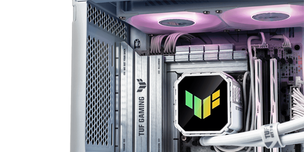 TUF Gaming LC III 240 ARGB cooler built into PC system.