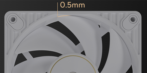 ProArt PF120 fan 0.5mm distance between blade and frame.