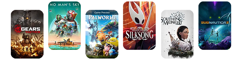 A row of game titles to showcase the vast game library