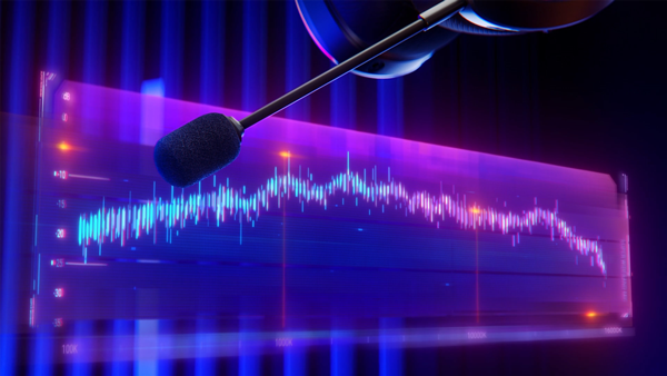 ASUS ROG Delta II 10mm microphone boom with projected graph of audio pickup in decibels