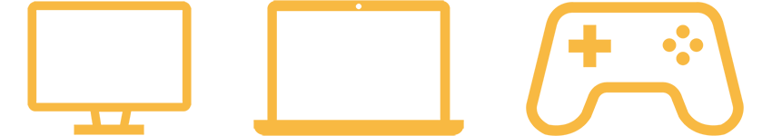 Icons of different consoles - desktop, laptop and games console