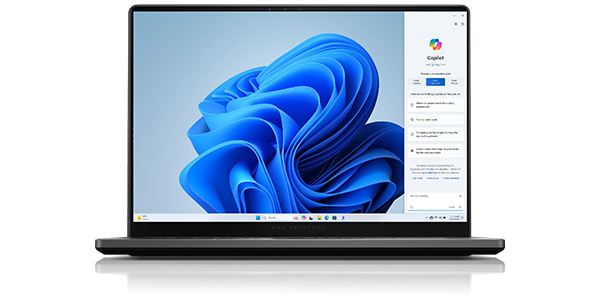 Zephyrus laptop with Copilot on-screen.