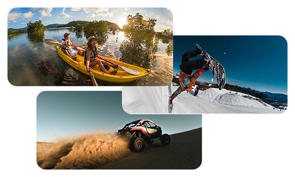Collage of outdoor activities of varying extremes.
