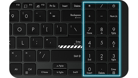 Close up shot of the numpad on the keyboard