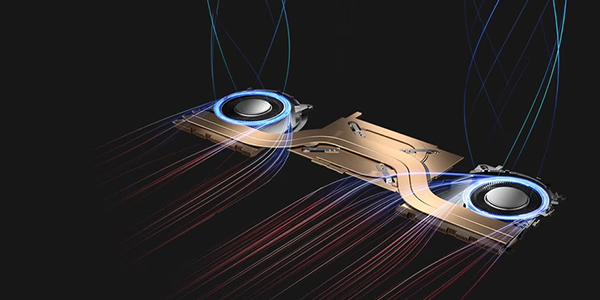 Cooling system with integrated fans.