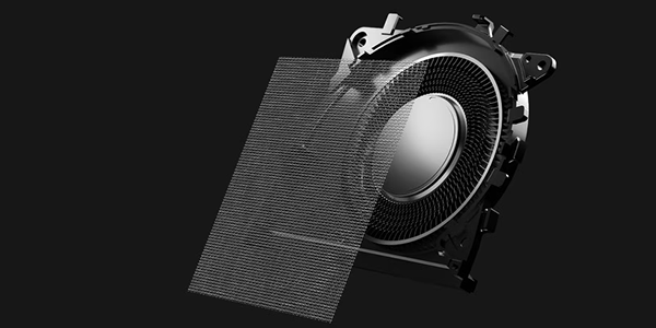 Fan with dust filter infront.