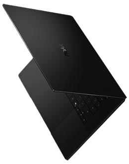 Laptop open at a 45 degree angle, showcasing the ProArt emblem on the lid. 