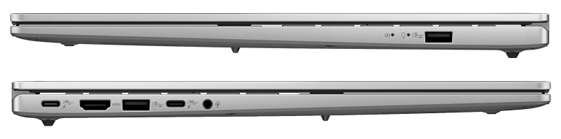 Side by side view of closed laptop