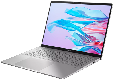 angled shot of laptop with colourful graphic