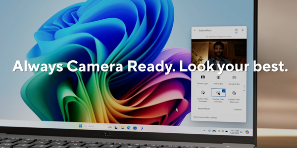 Webcam control software in the corner screen on the Vivobook S16 laptop.