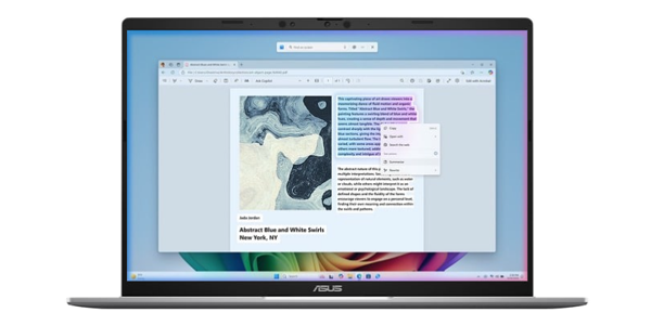 Click to Do interface on the screen of the Vivobook S16.