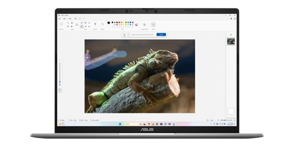 Paint software on the screen of the Vivobook S16.