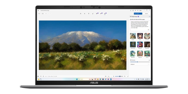 Restyle Image software on the screen of the Vivobook S16.