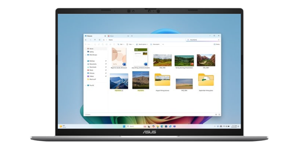 Windows Search interface on the screen of the Vivobook S16.