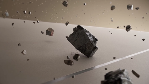 rocks gliding on ceraluminium surface