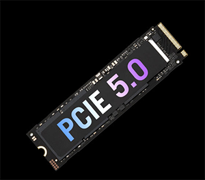Close up image of a PCIE 5.0 SSD