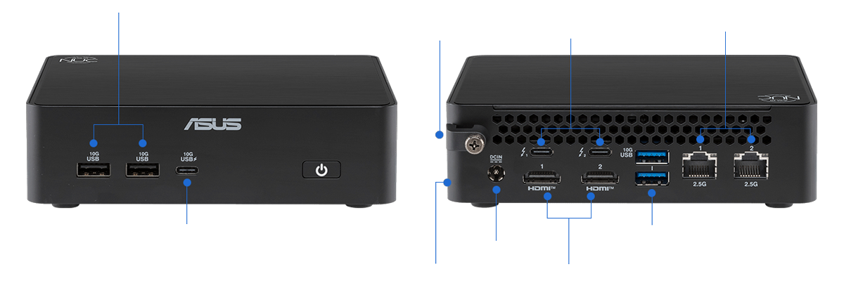 Side by side labelled comparison of front and back