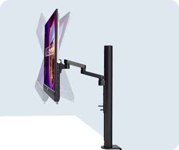 monitor attatched outwards from c-clamp arm