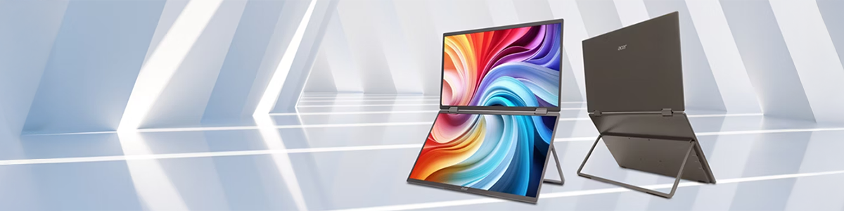 Key visual of PD3 dual monitor reflecting on a mirrored surface.