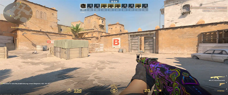 Side by side view of blurred and clear gameplay