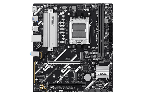 Top down angle of the PRIME B840M-K motherboard.