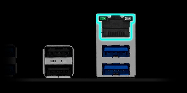 Realtek 2.5Gb ethernet, highlighted on the back of the PRIME B840M-K motherboard.