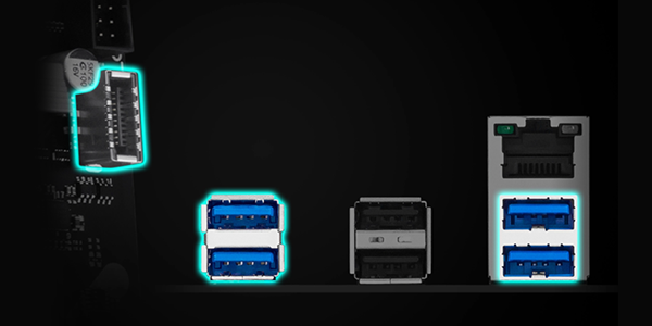 USB 5Gbps, highlighted on the back of the PRIME B840M-K motherboard.