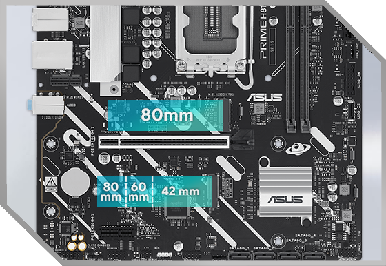 ASUS PRIME H810M-A WIFI, Intel MATX Motherboard, 6 1 1 1 Power Stages, DDR5 Slot, PCIe 4.0, 2 M.2 Slots, WiFi 6E, Intel Ethernet 16GB, DisplayPort