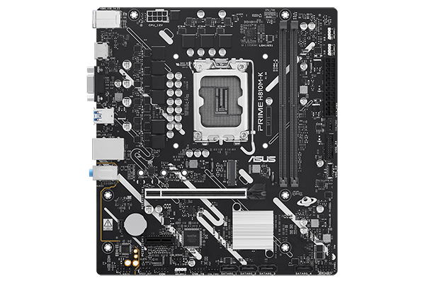 Top down angle of the PRIME H810M-K motherboard.