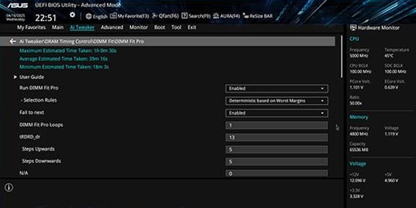 ASUS UEFI BIOS Utility with DIMM Fit Pro feature.