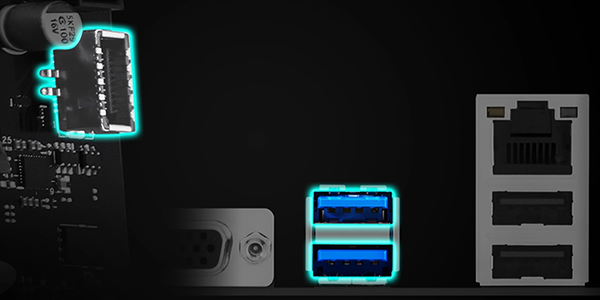USB 5Gbps, highlighted on the rear of the PRIME H810M-K motherboard.