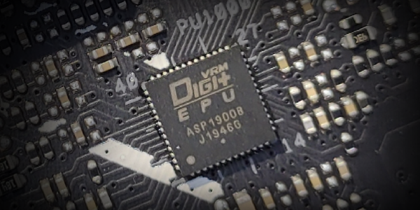 Digi+ VRM EPU attached to motherboard, highlighting precise digital power control