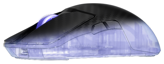 Side angle of the mouse with an effect applied similar to an xray