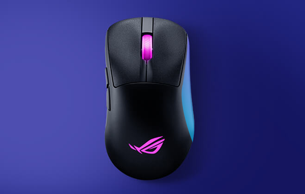 ASUS ROG Keris II Origin with blue graphic overlay over side ledge section