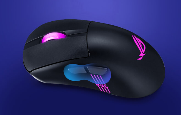 ASUS ROG Keris II Origin with blue graphic overlay over side buttons