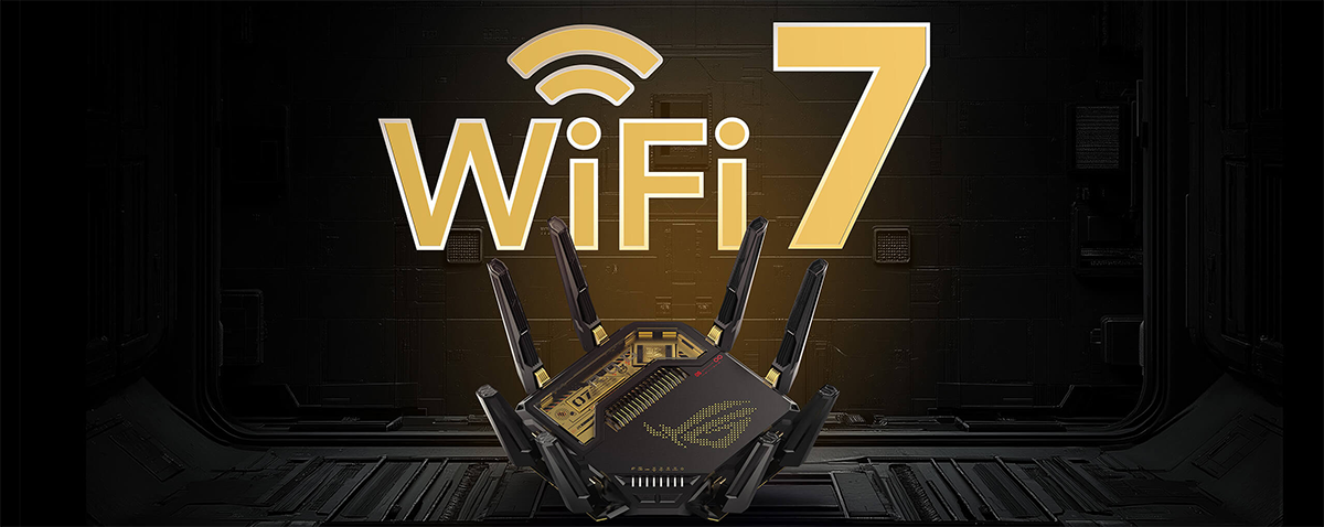 ROG Rapture GT-BE98 Pro Edition 20 with WiFi 7 written above.