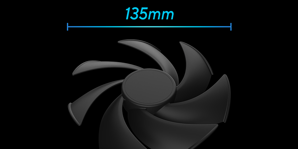 Illustration 135mm diameter measurement line atop the PSU fan.