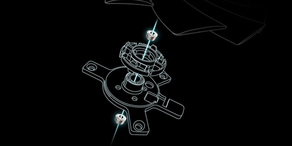 Exploded view of dual-ball fan bearing design.